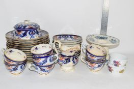 CERAMIC ITEMS 19TH CENTURY INCLUDING SIDE PLATES AND SAUCERS AND MATCHING TEA CUPS, MAINLY IMARI