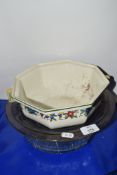 ROYAL DOULTON TUREEN AND LARGE GLASS FRUIT BOWL AND CUT GLASS WARES