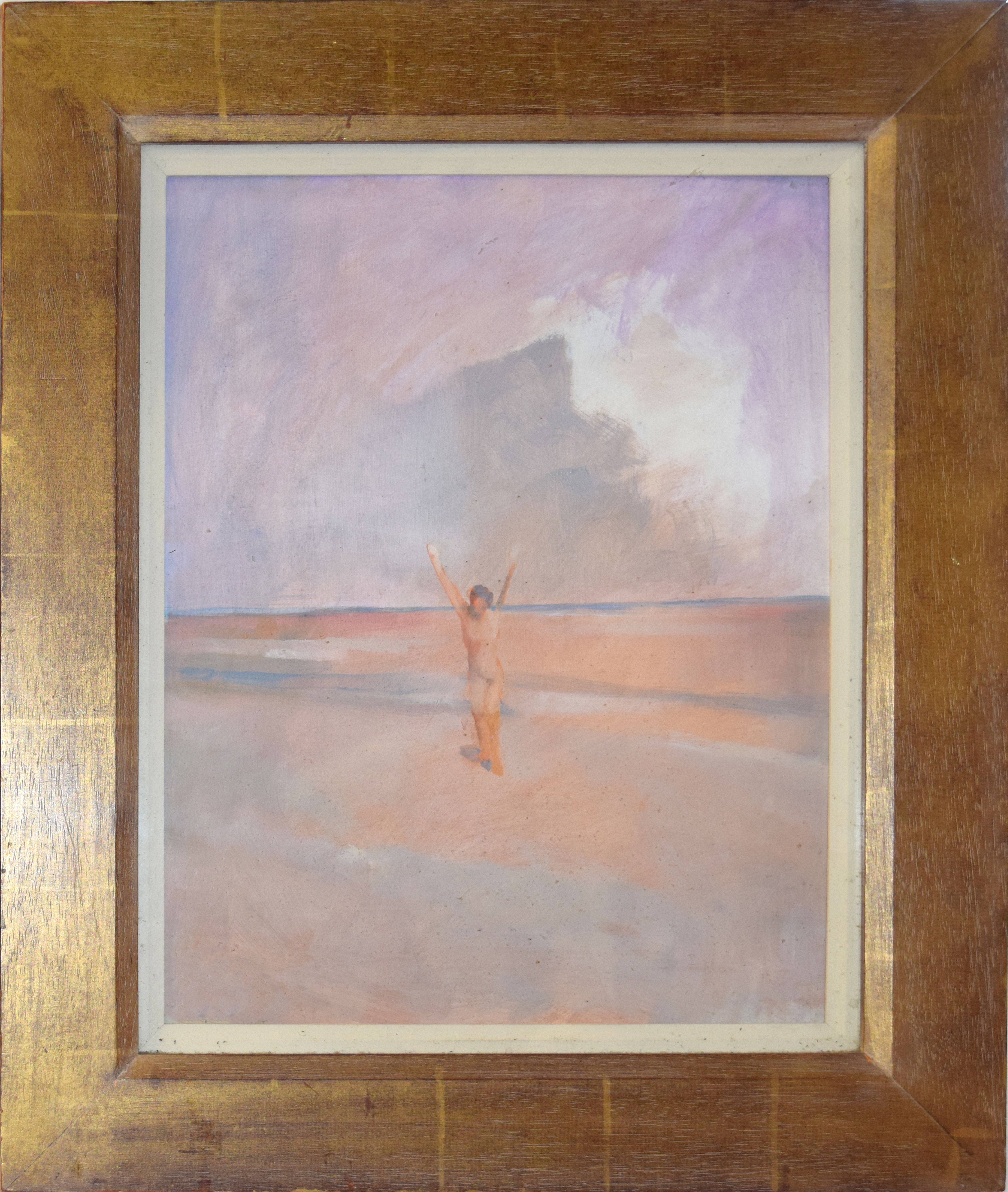 AR Terry Bestwick (20th century), "Woman on a beach", oil on board, signed verso, 40 x 30cm