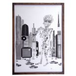 •AR Colin Self (born 1941), "Money Man" (from The Odyssey Series), black and white etching,