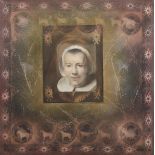 •AR Paul Wilson (contemporary), "Portrait of a woman", mixed media on canvas, 92 x 92cm, unframed
