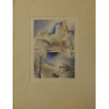 Therese Robert (1895-1971), City riverscape, coloured print, signed in pencil to lower right margin,