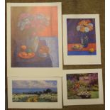 Andrea Bates (born 1943), Still Life studies and landscape, group of four coloured prints, all