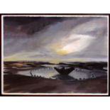 AR Sarah Chalmers (Born 1957), 'Seahenge, Norfolk', watercolour, signed lower left, 90 x 122cm (2)