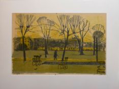 Ann Gillard (20th century), Figure in parkland, lithograph, signed, dated 69, number 1/10 in pen