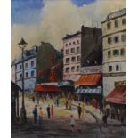 R A White (20th century), French street scene, oil on canvas, signed lower right, 39 x 29cm