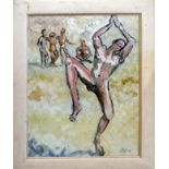 AR Dr Ronald Mavor CBE (1925-2007), "Dance on the Beach '87", oil on board, signed Bingo lower right