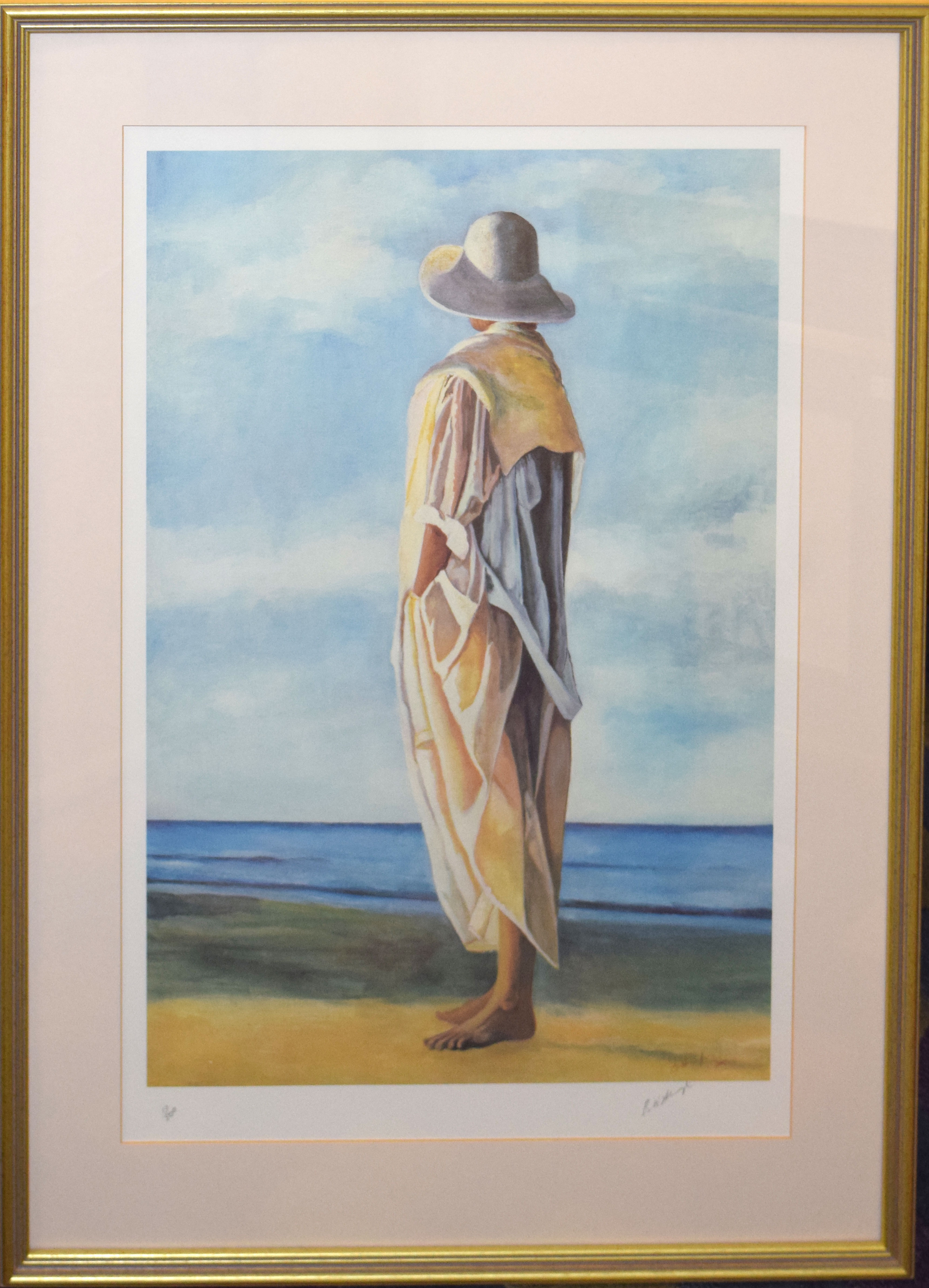 Modern School (20th century), Lady on a beach, coloured print, indistinctly signed and numbered 31/ - Image 2 of 2