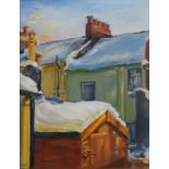 E Griggs (20th century), House in winter, oil on board, signed lower left, 44 x 24cm, together