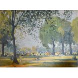 Albert Hindle, Kensington Gardens, oil on board, signed and inscribed with title lower right, 25 x