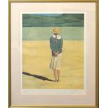 Modern School (20th century), Lady on a beach, coloured print, indistinctly signed and numbered 31/