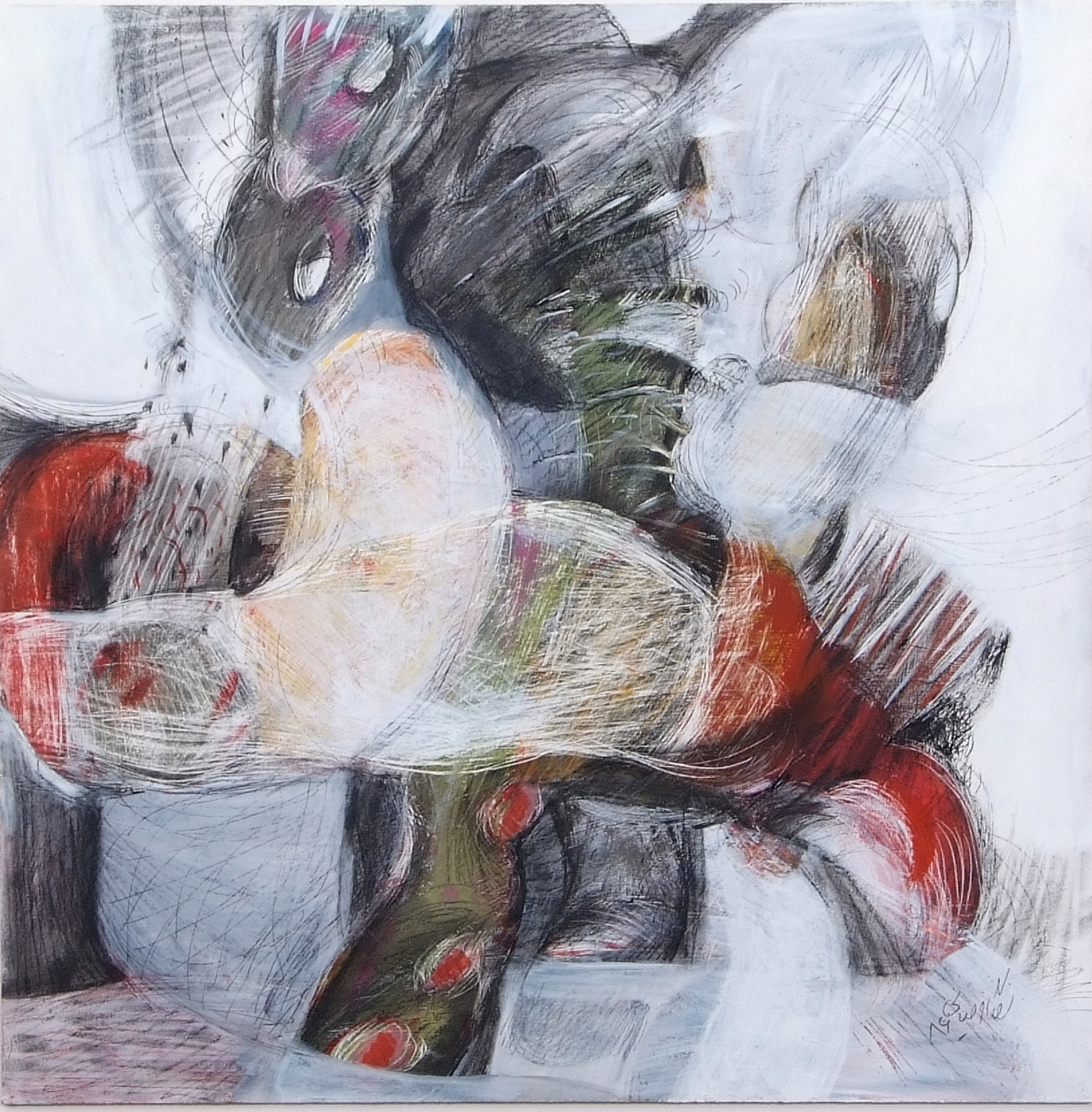 AR Negar Faragiani (born 1977), Abstract composition, mixed media, signed lower right, 40 x 40cm - Image 2 of 2