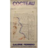 Jean Cocteau, coloured poster for Galerie Ferrero, 24 Rue de France, 59 x 34cm, unframed
