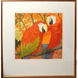 AR Frans Wesselmann (born 1953), Parrots, coloured etching, signed, numbered 47/50 and inscribed