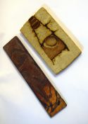 Two Art Pottery tiles, one with a lustre glaze and Raku fired by Rosanna Palumbo and further Art