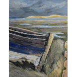 M Haughton (20th Century), "Old Boat, Morston Marsh", oil on board, signed and dated 1998 to