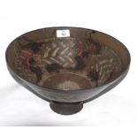 Lustre bowl on circular foot, earthenware, by Sutton Taylor, signed with initials. Provenance: