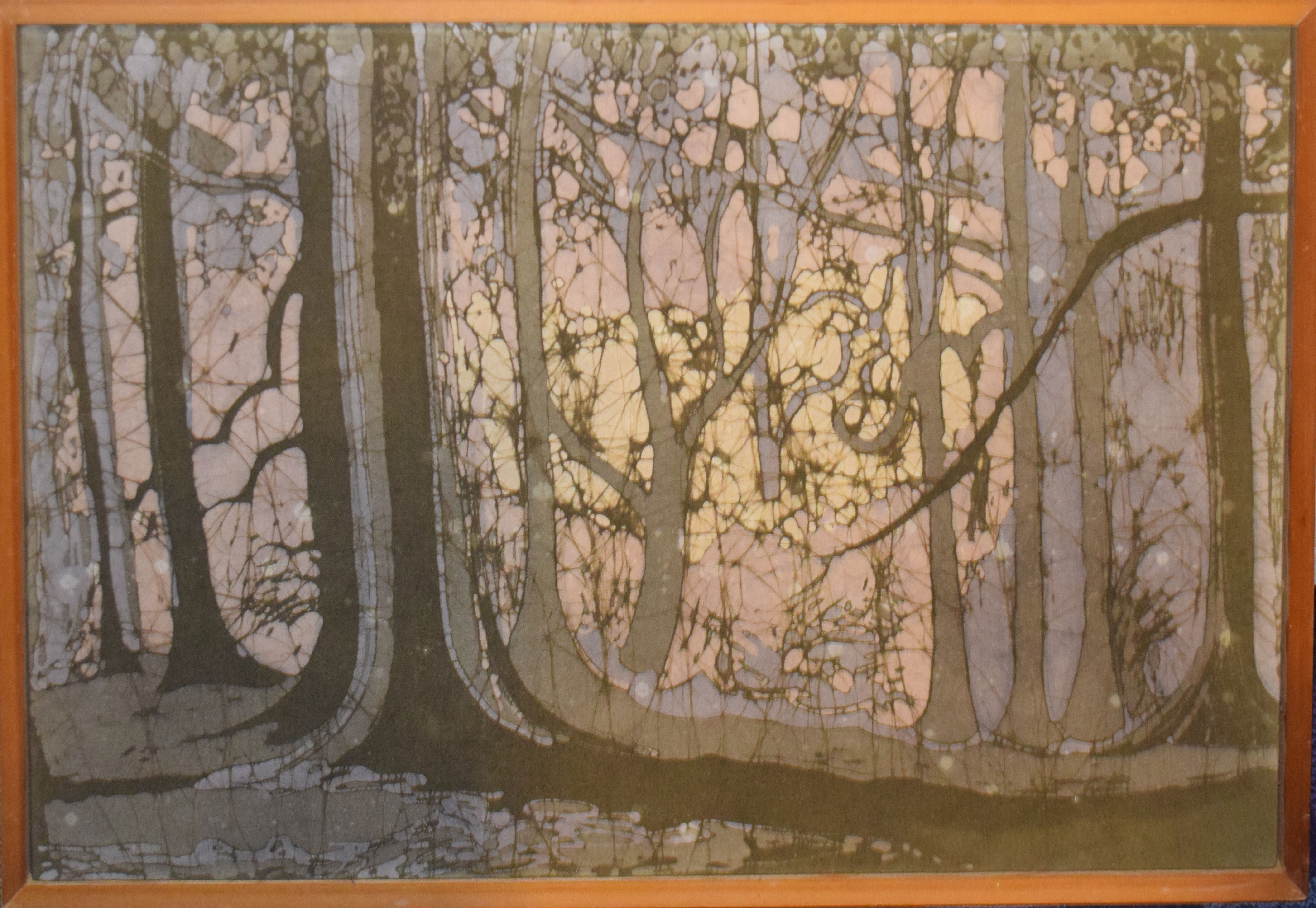 Modern School (20th century), Landscapes with trees, group of three mixed media on canvas, 45 x 70cm - Image 3 of 3