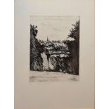 AR Jamie Boyd (born 1948), "View from Hampstead Heath", black and white etching, signed, numbered