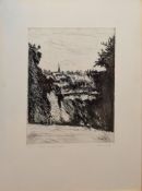 AR Jamie Boyd (born 1948), "View from Hampstead Heath", black and white etching, signed, numbered