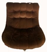 1970s retro brown upholstered swivel egg chair