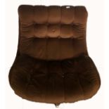 1970s retro brown upholstered swivel egg chair