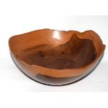 Shaped wooden bowl, turned yew wood by Mike Foster, 24cm diam