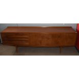 Robert Heritage for Archie Shine, teak "Hamilton" sideboard, four fitted drawers with reeded