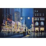 AR James Stewart (contemporary), Street scene (probably New York), acrylic on canvas, signed lower