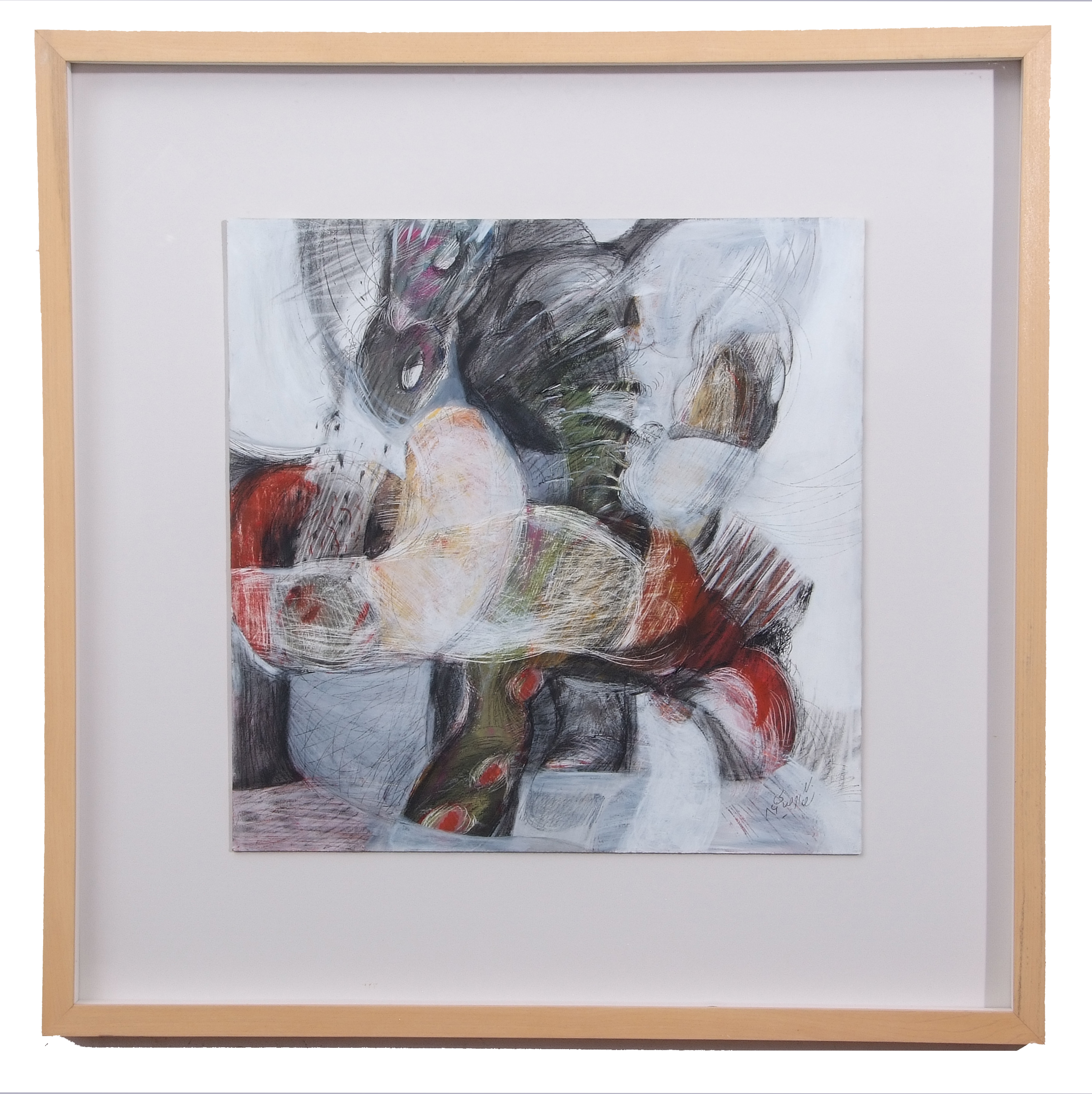 AR Negar Faragiani (born 1977), Abstract composition, mixed media, signed lower right, 40 x 40cm