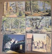 John Rees (20th century), Landscapes etc, group of six watercolours, all signed, some dated,