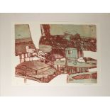 AR Robert Barnes, (born 1947) "Barges", coloured etching, signed, numbered 11/12 and inscribed