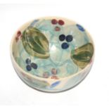 Small bowl with a floral pattern in lustre and crackled glaze, signed LF for Leslie Fletcher,