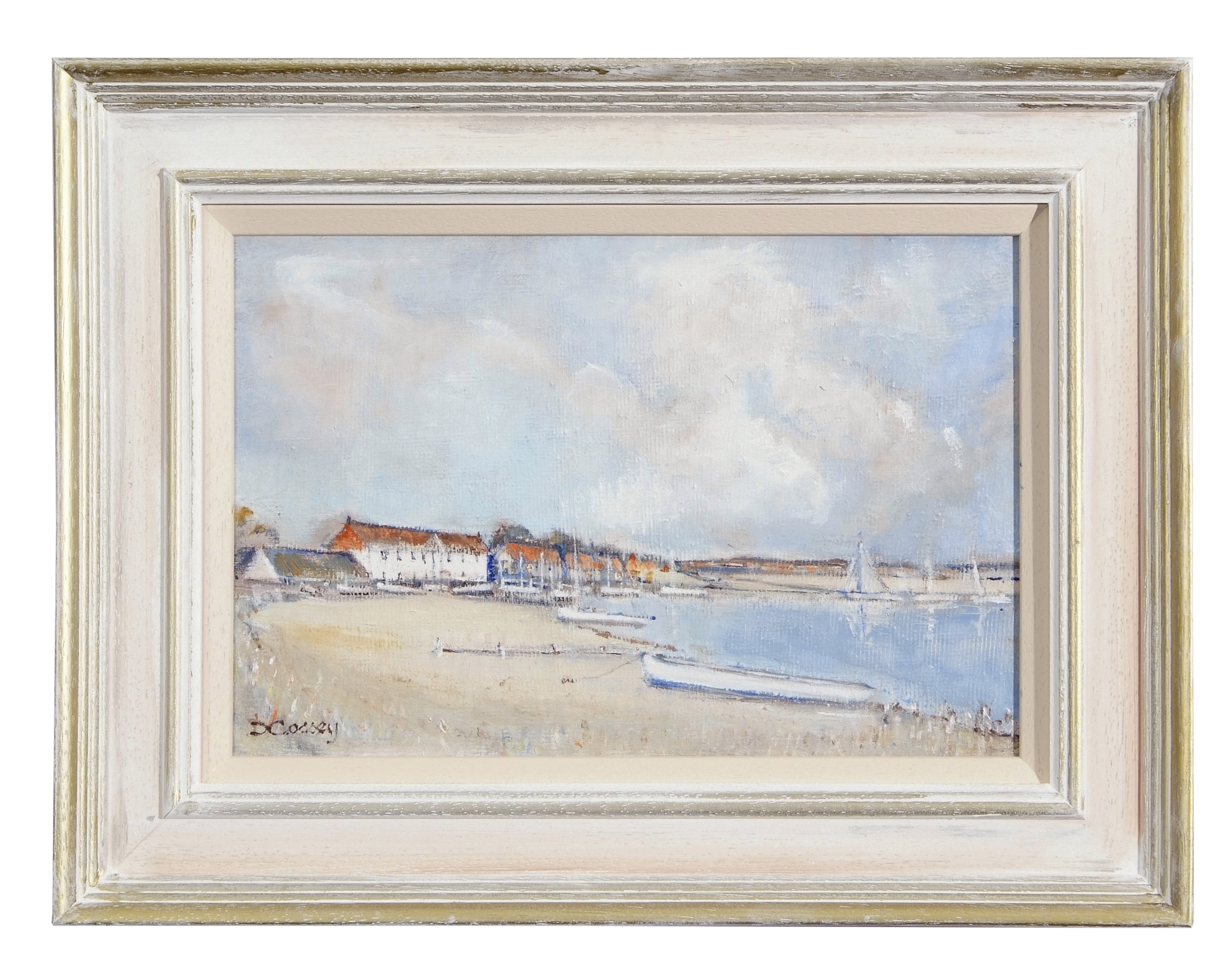 Desmond Cossey (born 1940), "Low tide at Brancaster, North Norfolk", oil on canvas, signed lower - Image 2 of 2