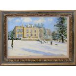 Alistair Kilburn (contemporary), Country house in winter, oil on board, signed lower right, 39 x