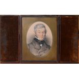 J Bizo, Portrait of a man (our grandfather, Charles Phillips), watercolour, signed, dated 1847 and