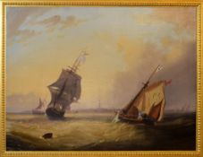 Attributed to William Adolphus Knell, Seascape, oil on canvas, 44 x 59cm