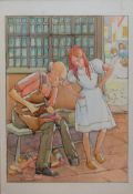 English School (20th century), group of three book illustrations, assorted sizes, all unframed (3)