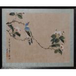 Chinese School (20th century), Bird on a branch, watercolour on silk, 22 x 29cm