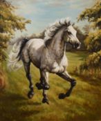 G E Hoare, Horse in a landscape and King Charles spaniels, two oils on canvas, both signed, 74 x