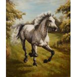 G E Hoare, Horse in a landscape and King Charles spaniels, two oils on canvas, both signed, 74 x