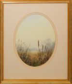 K J Walton, "Winter Wetland" and "Awaiting the fairies", two watercolours, both signed, 20 x 15cm