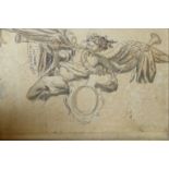 Circle of Bartolomeo Montagna, Cherub playing a pipe, pen, ink and wash, 11 x 16cm