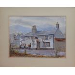 A J Hunt, (20th century), "The Gun Inn", watercolour, signed lower left, 29 x 40cm, mounted but
