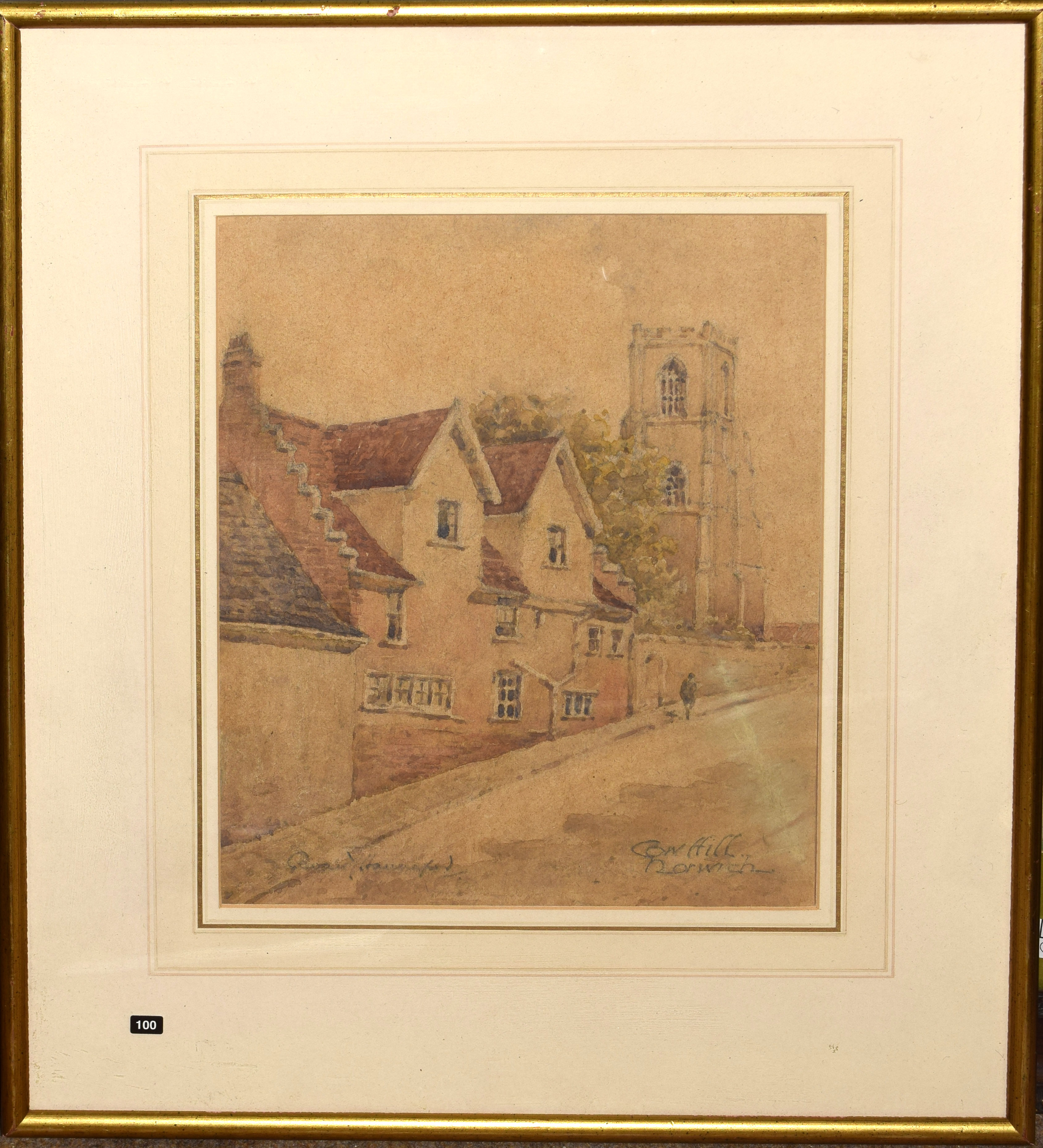 Hannaford, "Cow Hill, Norwich", watercolour, signed and inscribed with title, 27 x 22cm