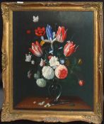 Van Bloemant, Still Life study of mixed flowers in a vase, oil on board, signed lower left, 59 x