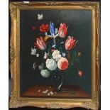 Van Bloemant, Still Life study of mixed flowers in a vase, oil on board, signed lower left, 59 x