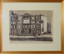 Max Brimmell, "Royal Court Theatre, Sloane Square", pen, ink and watercolour, signed and inscribed