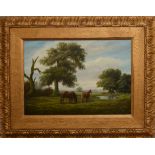 Geoffrey Mace, Landscape with horses, oil on board, 32 x 46cm