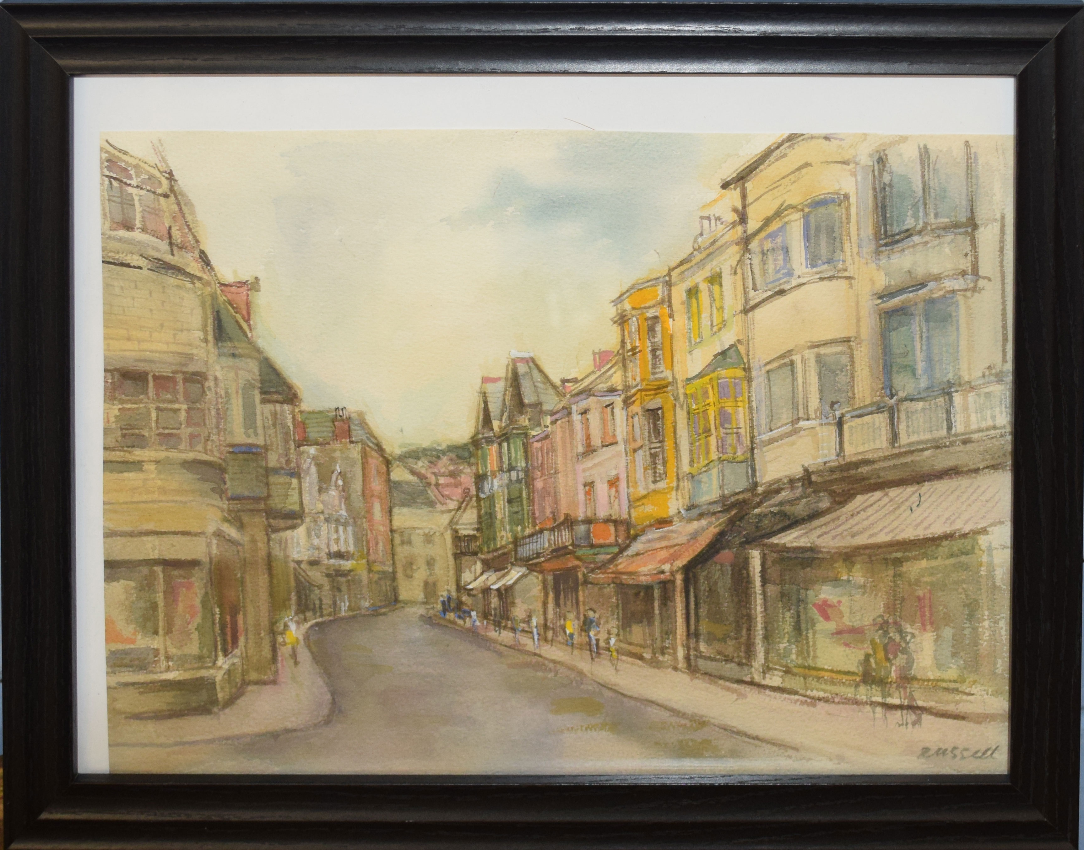 A Russell, Street Scene, watercolour, signed lower right, 26 x 38cm, together with a further - Image 2 of 2